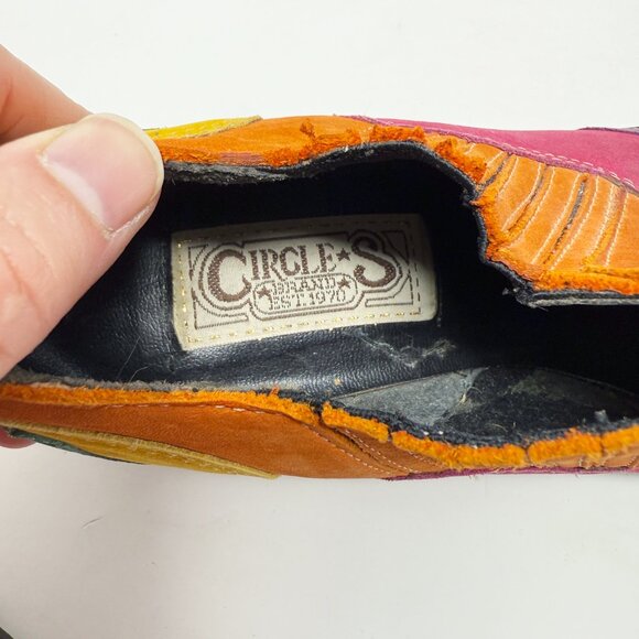 Vintage 90s Circle S Multicolor Leather Western Ankle Booties Women's 8 Slip On - Picture 8 of 10